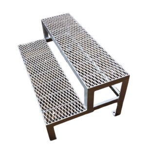 Stahltreppe 2 Stufen ohne Geländer feuerverzinkt für außen – Premium Qualität