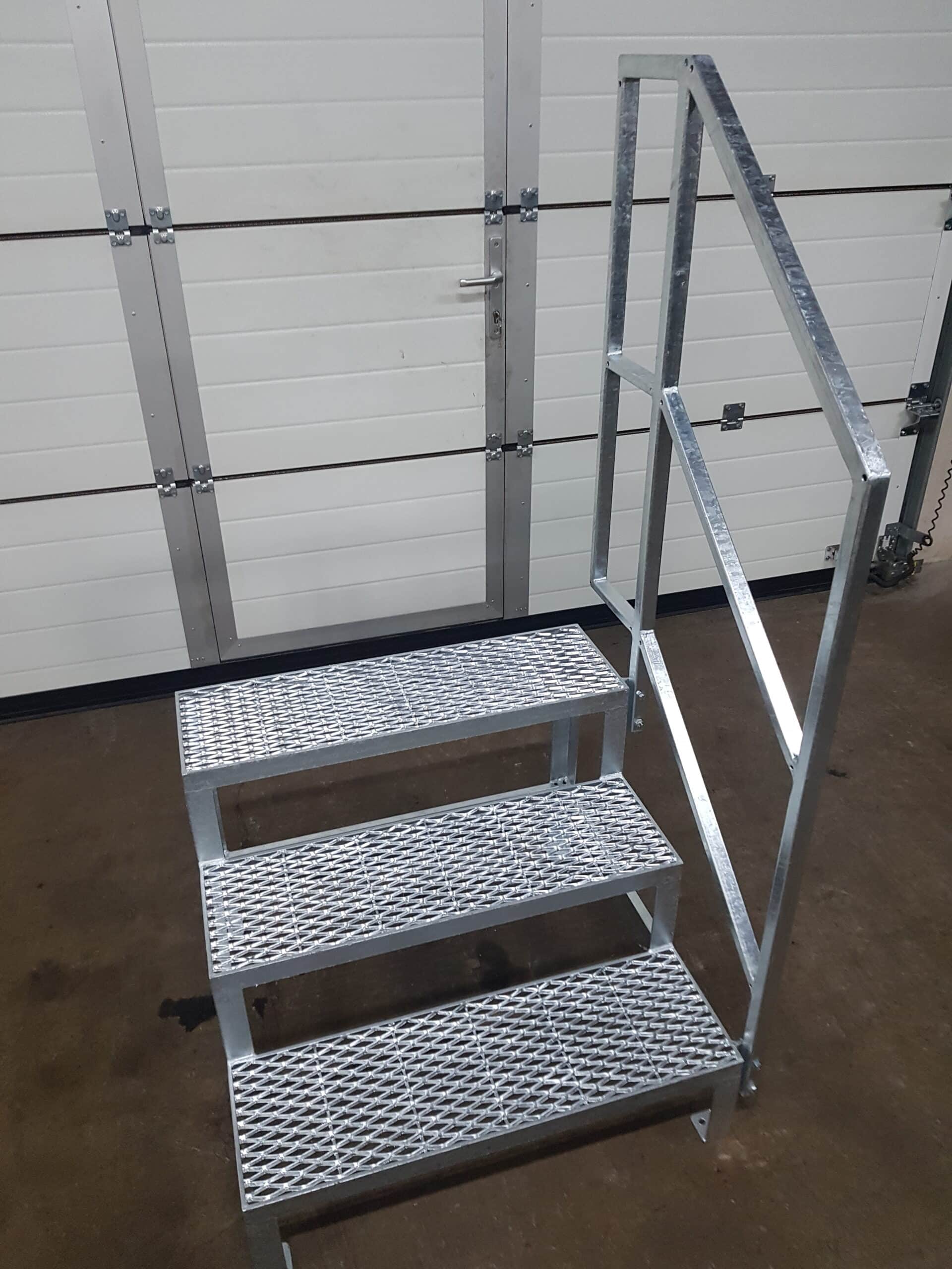 Industrietreppen Gartentreppe Stahltreppe 3 Stufen verzinkt, Stahltreppe Außen