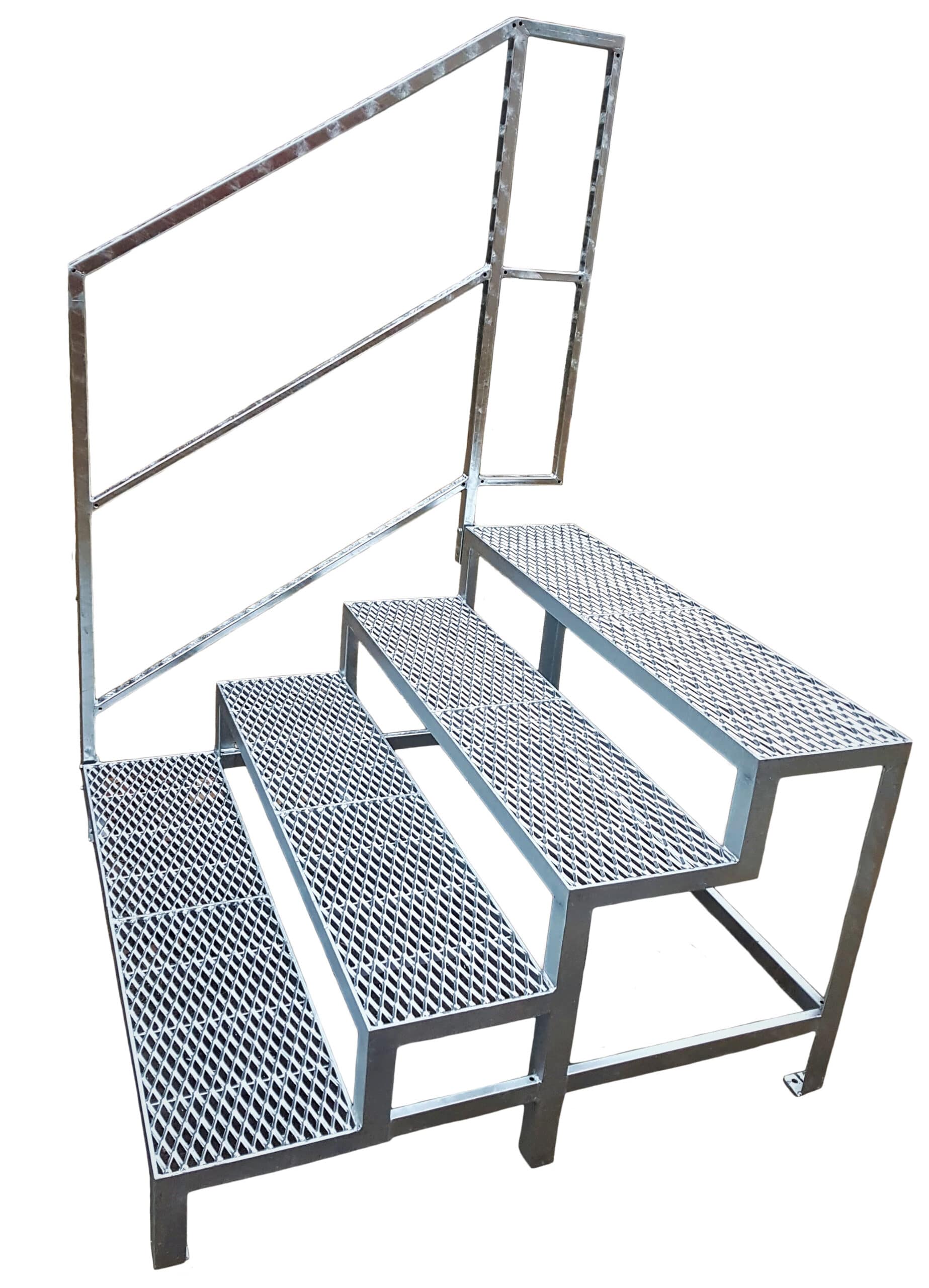 Stahltreppe 4 Stufen mit Geländer Außentreppe Metalltreppe verzinkt Rutschfest Perfekt für den Außenbereich