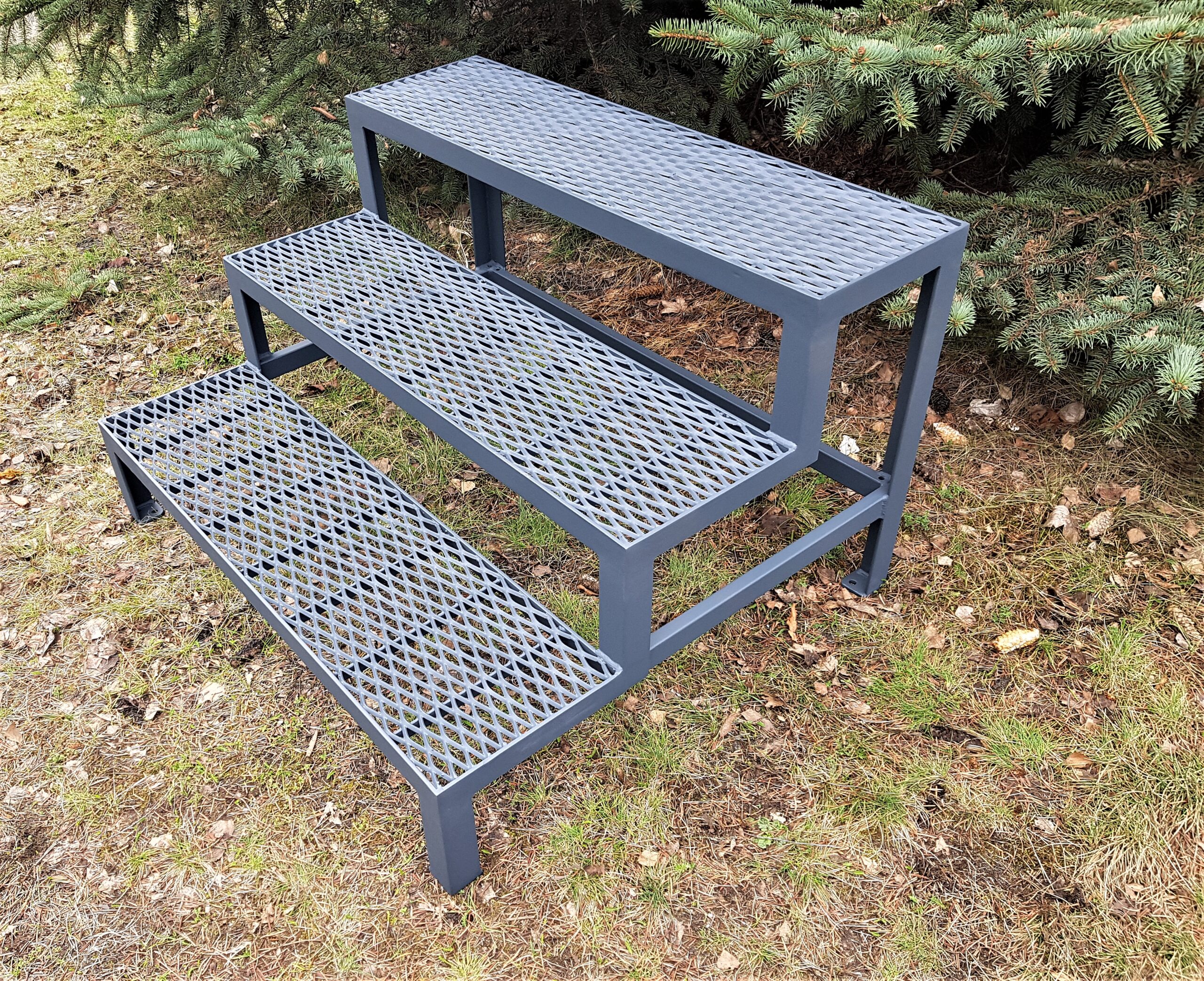 Stahltreppe Außen, Außentreppe, 3 Stufen, Anthrazit