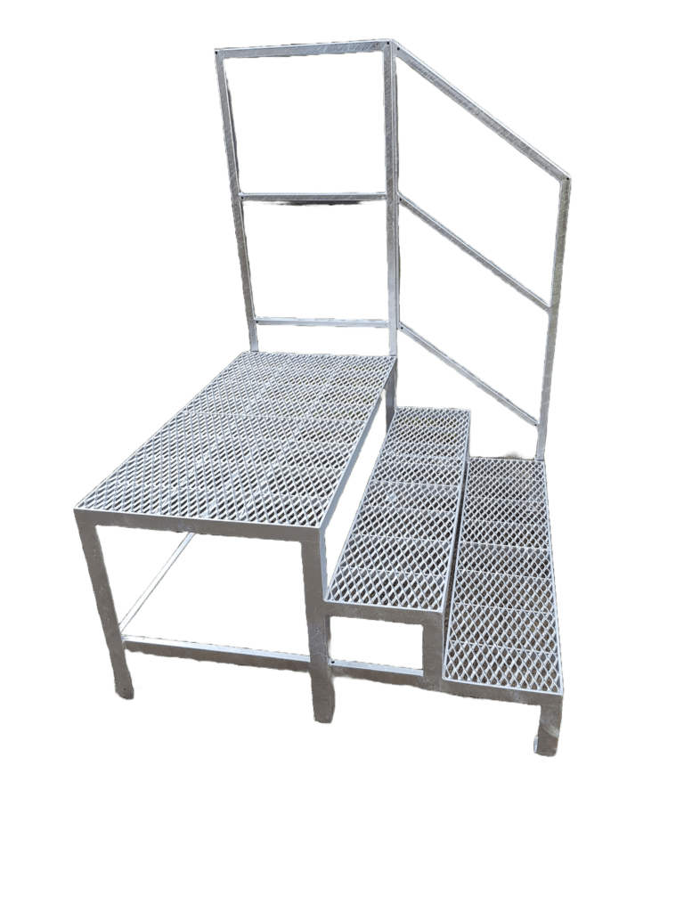 2 Stufen mit Podest Stahltreppe mit Geländer, Außentreppe mit Podest verzinkt Perfekt für den Außenbereich