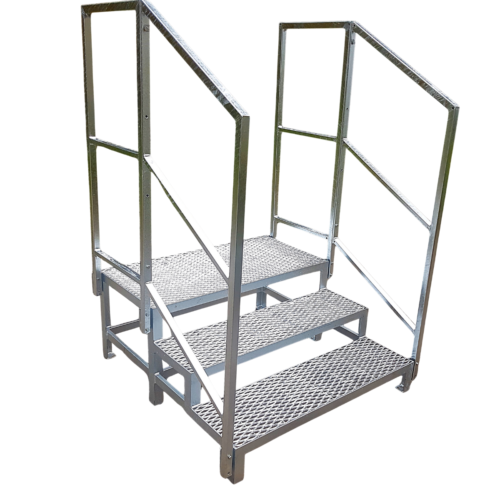 Stahltreppe 2 Stufen mit Podest und beidseitig.Geländer